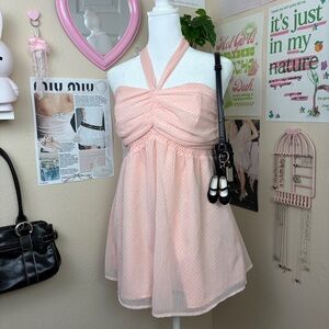 blush pink halter express babydoll top